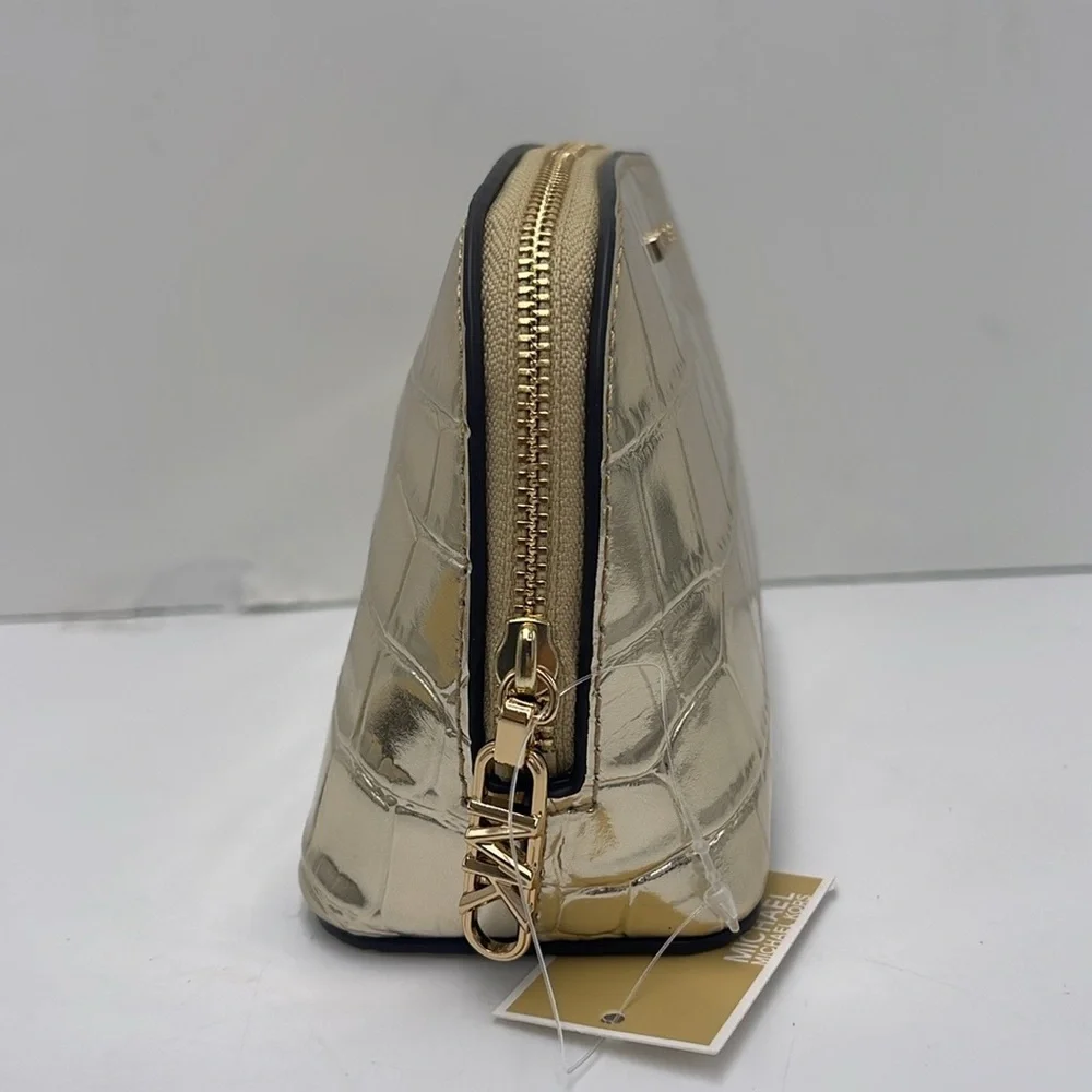 Michael Kors Empire Small Metallic Crocodile Embossed Leather Travel Pouch NWT